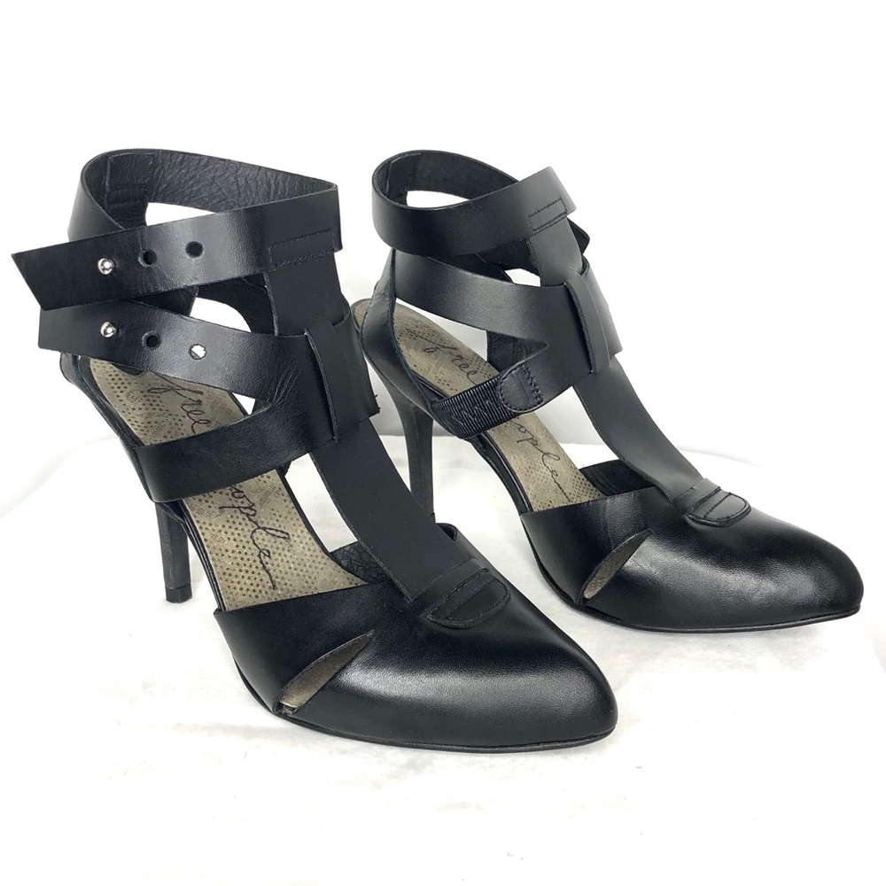 NWOT Free People Leather Gladiator Cage Heels